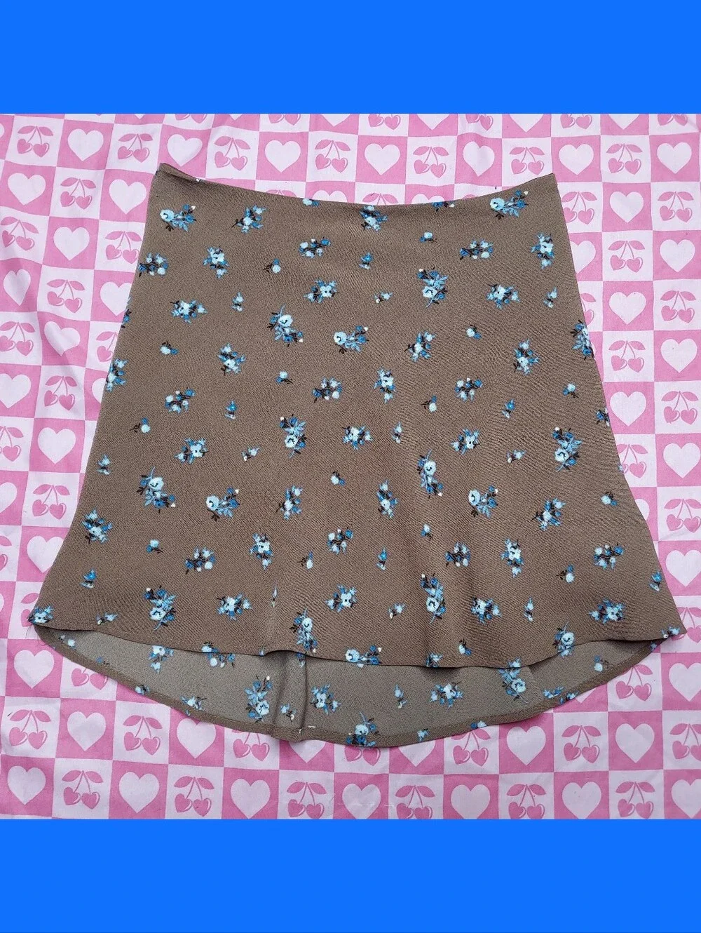 Divided Blue & Brown Floral Skirt